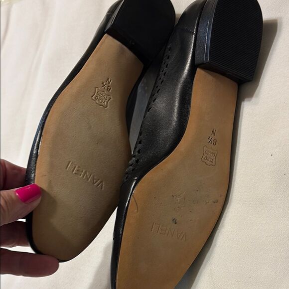 Vaneli Black Loafers with Broguing and Ribbon Laces - Picture 6 of 6